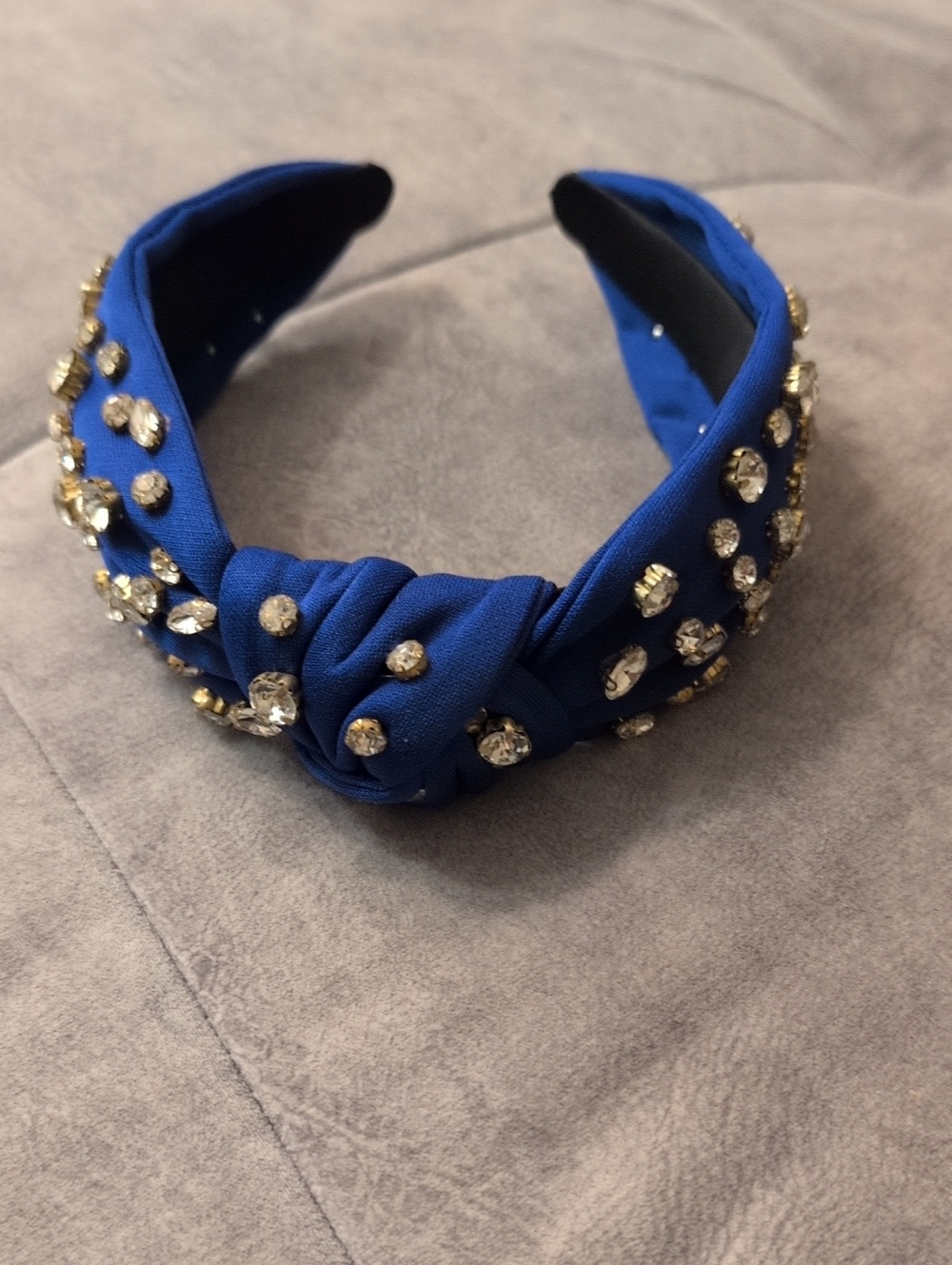 Embellished Knot Headband in Royal Blue